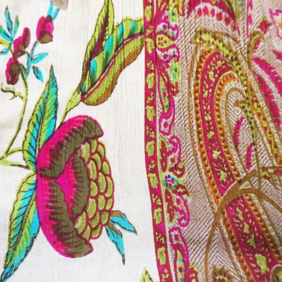 NEW Floral Kimono Rayon Tie Waist Pink Pom Pom Trim Velzera Flexible Sizing - Picture 4 of 9